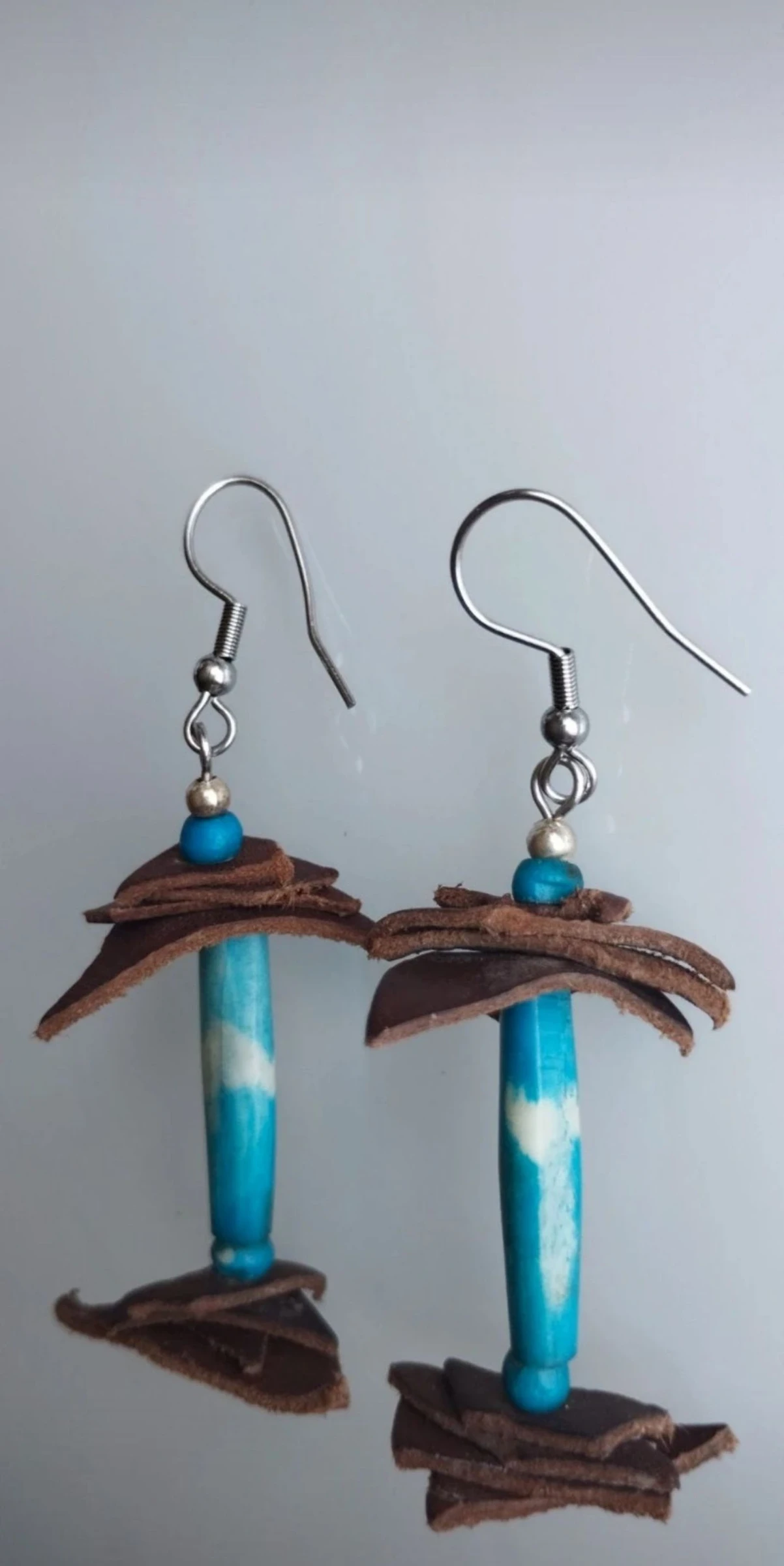 🐂🪾🦴🩵Beautiful Handmade Earrings in Leather, Bone, Wood and Stainless Steel🩵🦴🪾🐂 – photo 2